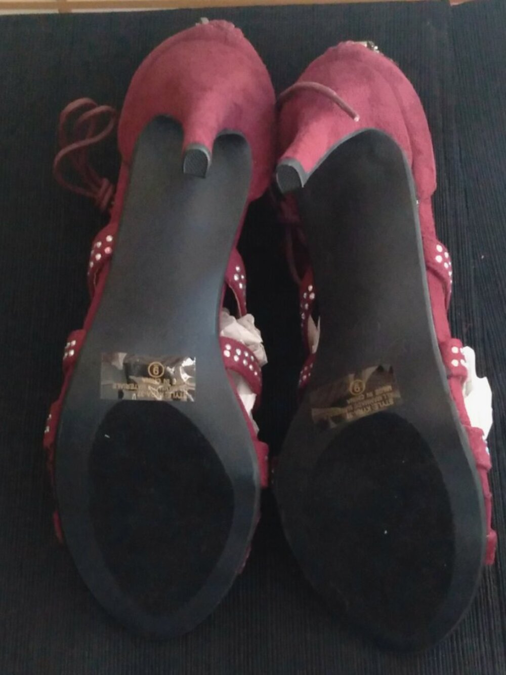Forever Lace Up Gladiator Sandal Heels - Burgundy - Size 9 - Picture 6 of 8
